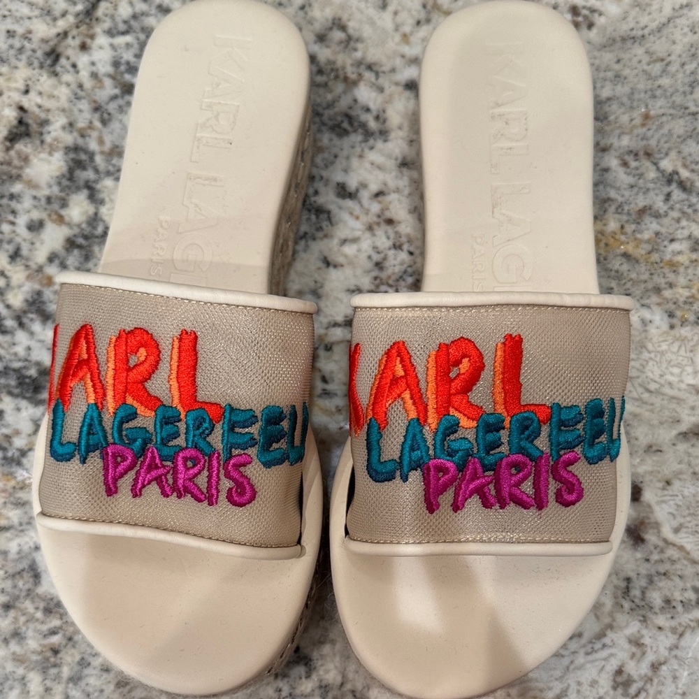 Karl Lagerfeld Multicolor Embroidered Sandals